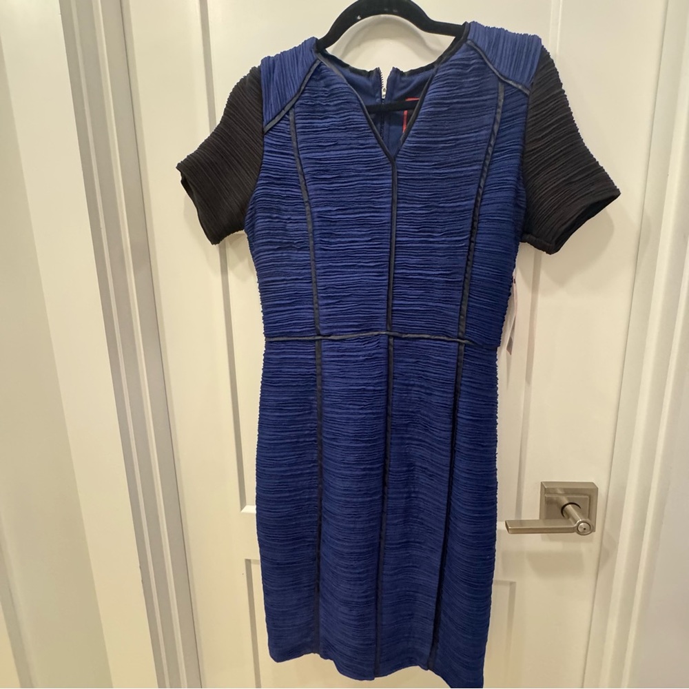 SHANI Blue and Black Sheath  Dress